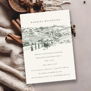 Carte D'accompagnement Green Winery Mountain Croquis Réception de mariage