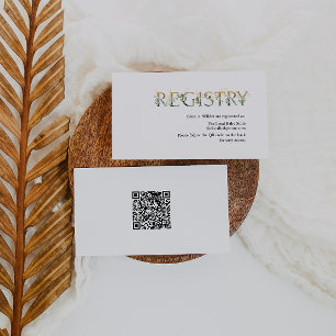 Carte D'accompagnement Greenery and Gold Baby Registry Code QR