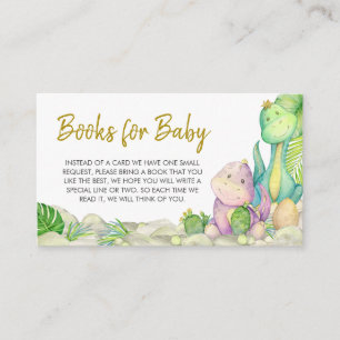 Carte D'accompagnement Greenery Boy Dinosaur Baby shower Livres pour bébé