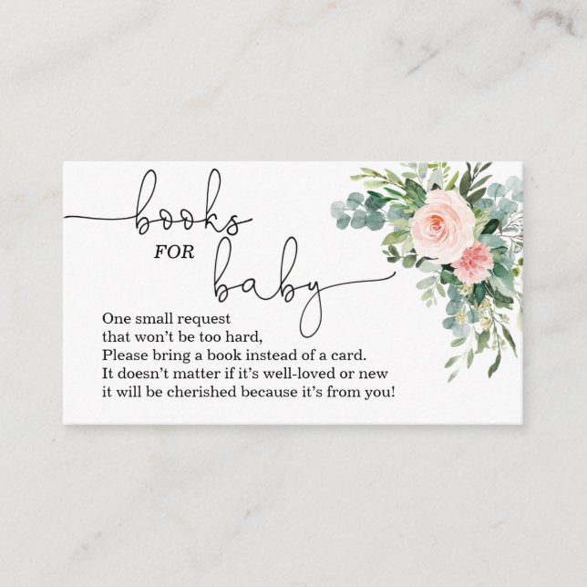 Carte D'accompagnement Greenery girl baby shower rose Livres pour bébé (Devant)