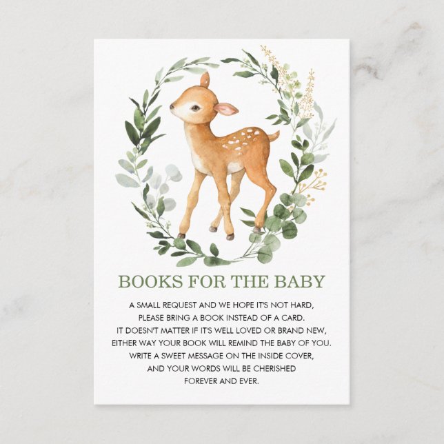Carte D'accompagnement Greenery Gold Woodland Deer Books for Baby Library (Devant)