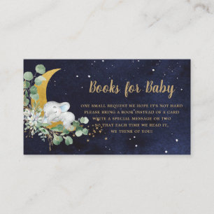 Carte D'accompagnement Greenery Moon Cute Elephant Books for Baby Boy