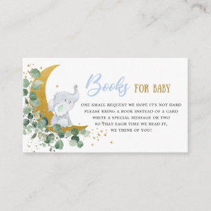 Carte D'accompagnement Greenery Moon Elephant Livres pour Baby shower Boy
