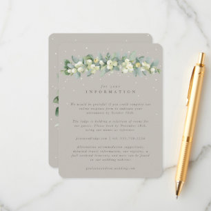 Carte D'accompagnement Greige Snowberry+Eucalyptus Garland Info Mariage