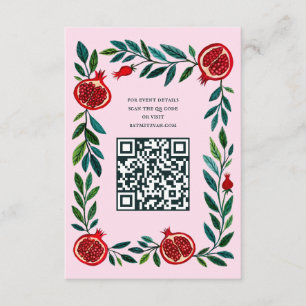 Carte D'accompagnement Grenade QR Bat Bar personnalisé Mitzvah Aquarelle