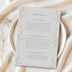 Carte D'accompagnement Grey Elegant Winter Fleur sauvage Mariage Détail