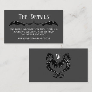 Carte D'accompagnement Gris Black Dragon Wings Imaginaire Détails Mariage