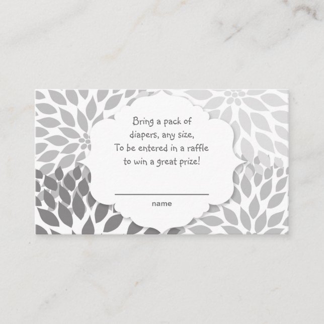 Carte D'accompagnement Gris Dahlia Diaper billet de tombola, U PERSONNALI (Devant)