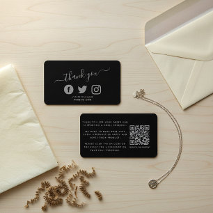 Carte D'accompagnement Gris icônes sociales QR code merci remise