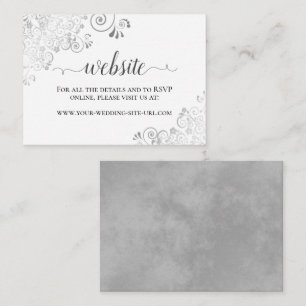 Carte D'accompagnement Gris sur blanc avec Mariage de dentelle argent