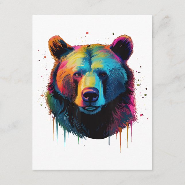 Carte D'accompagnement Grizzly Oear Amateurs Pop Art Big Grizzly Ours (Devant)
