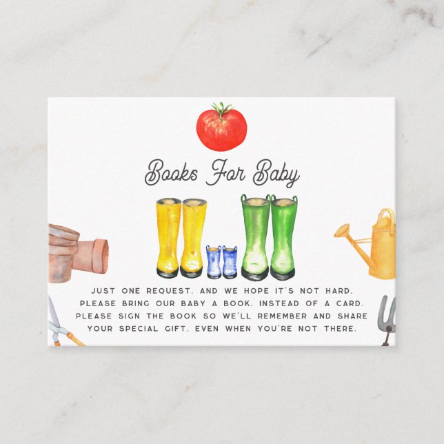 Carte D'accompagnement Grown Locale Bébé Bleu Jardin Bottes Demande de ré (Devant)