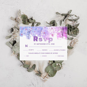 Carte D'accompagnement Grunge artistique moderne rose violet mariage RSVP