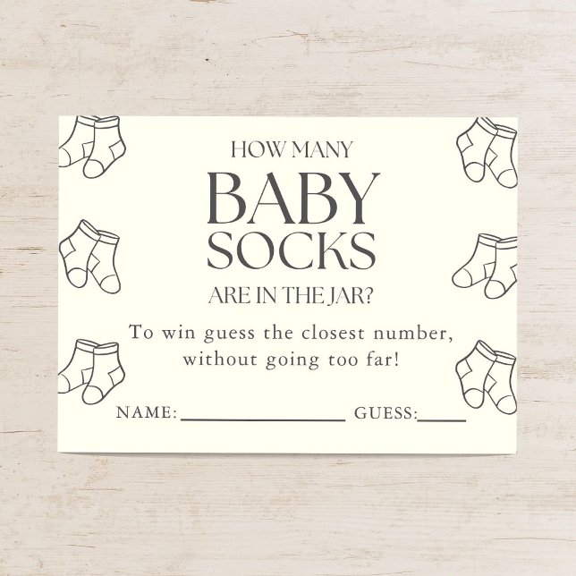 Carte D'accompagnement Guess How Many Baby Socks Minimal Baby Shower Game (Créateur téléchargé)