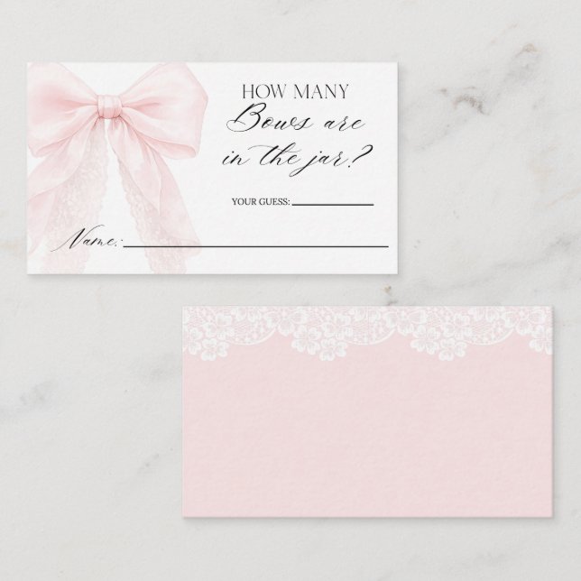 Carte D'accompagnement guess how many bows Girl Modern Baby Shower  (Devant / Derrière)