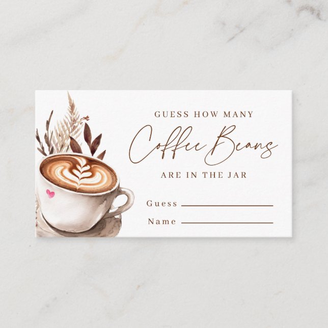 Carte D'accompagnement Guess How Many Coffee Beans are in the Jar Game (Devant)