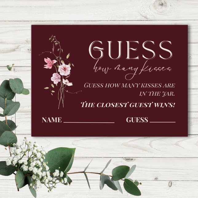 Carte D'accompagnement Guess How Many Kisses Bridal Shower Game Card (Créateur téléchargé)