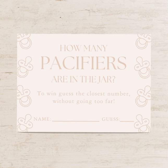 Carte D'accompagnement Guess How Many Pacifiers Girl Baby Shower Game (Créateur téléchargé)