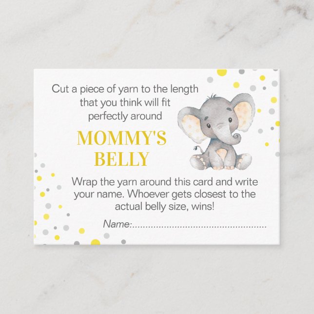 Carte D'accompagnement Guess Mommy's Belly Game Card Elephant Baby shower (Devant)