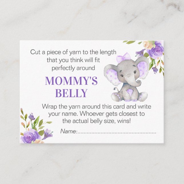 Carte D'accompagnement Guess Mommy's Belly Game Card Elephant Baby shower (Devant)