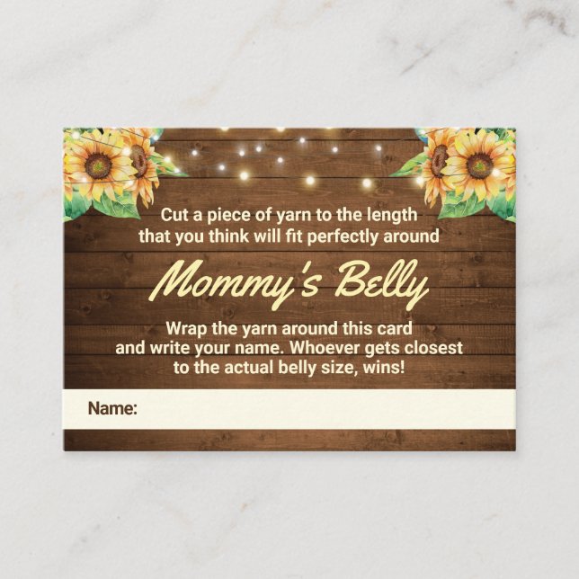 Carte D'accompagnement Guest Mommys Belly Game Card Baby shower de tourne (Devant)