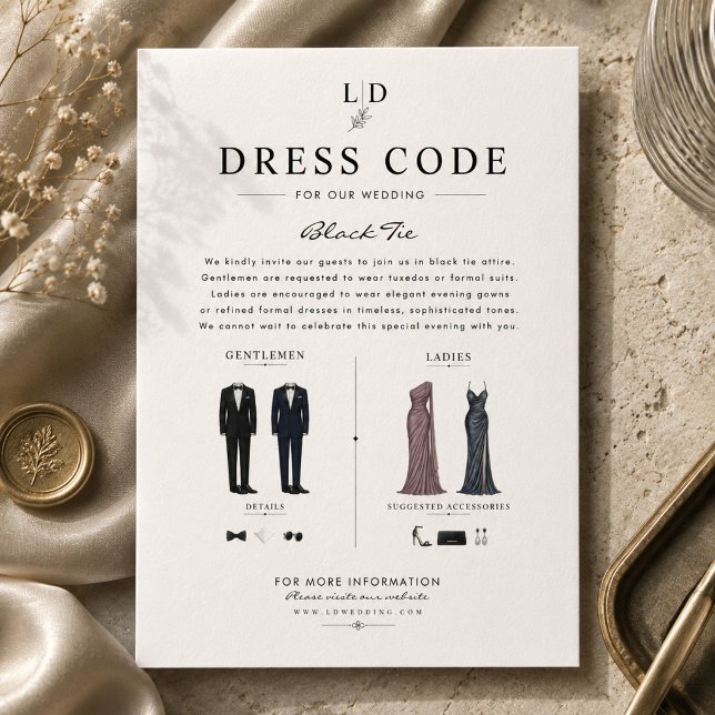 Carte D'accompagnement Guide de code vestimentaire de mariage luxe en noi (Créateur téléchargé)