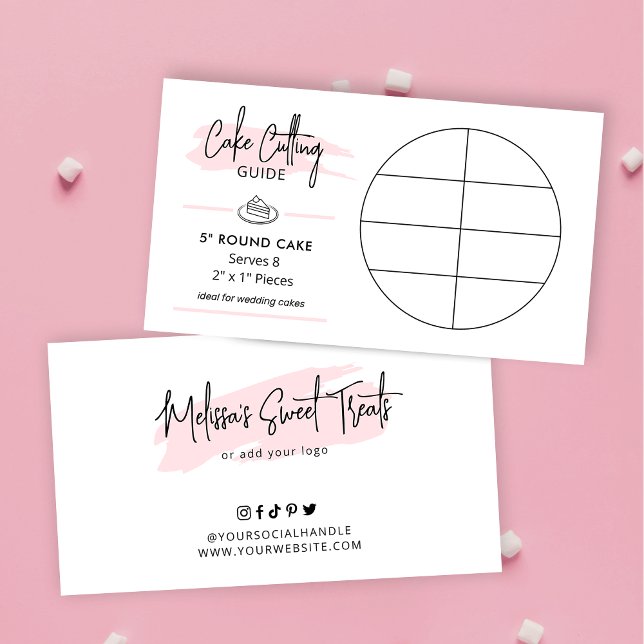 Carte D'accompagnement Guide de coupe de gâteau Portions de gâteau de 5"  (5 inch round cake cutting guide for 2x1" wedding portions)