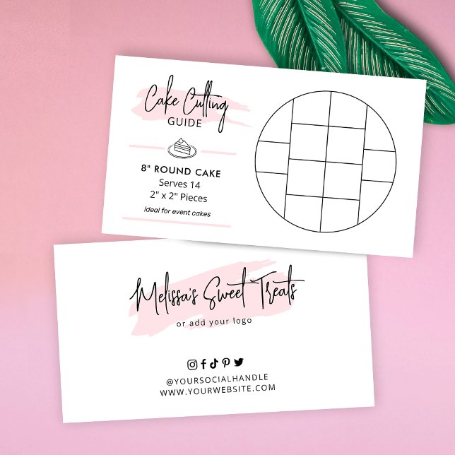Carte D'accompagnement Guide de coupe de gâteau rond de 8 pouces 2x2 Port (8 inch round party cake cutting guide for 2x2 serving size)