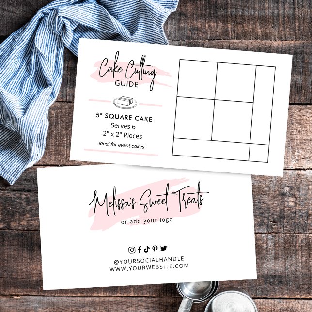 Carte D'accompagnement Guide de coupe du gâteau de la partie Carré de 5 p (5 inch square cake cutting instructions for 2x2 portion size)