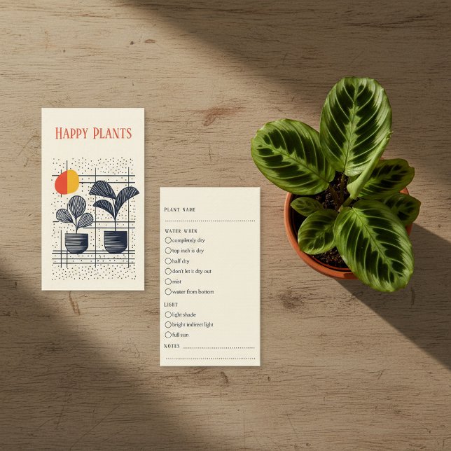 Carte D'accompagnement Guide de soins Plantes élégant Pots botaniques mod (Stylish Plant Care Guide Modern Botanical pots Enclosure Card.)