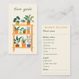 Carte D'accompagnement Guide de soins plantes pour les commandes de plant