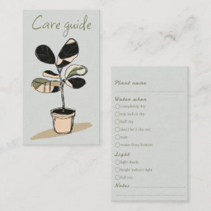 Carte D'accompagnement Guide de soins simple pour les commandes de plante