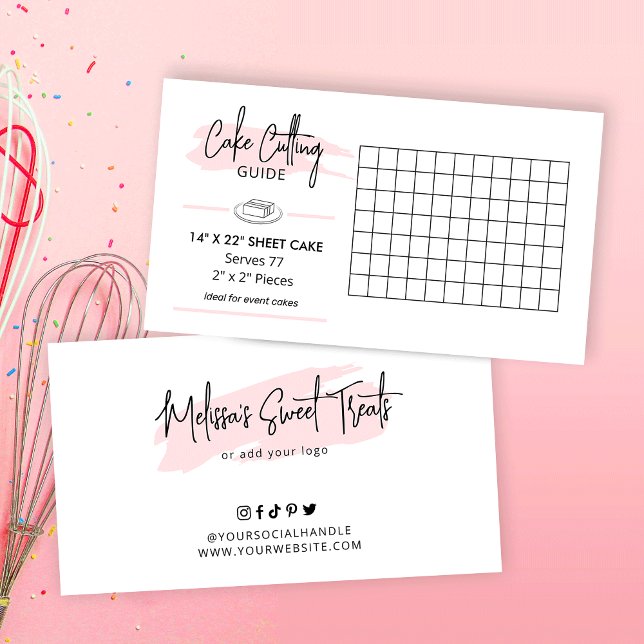 Carte D'accompagnement Guide d'utilisation des gâteaux de 14 x 22 pouces  (14x22 inch rectangle cake cutting guide, perfect to add to your cake boxes)