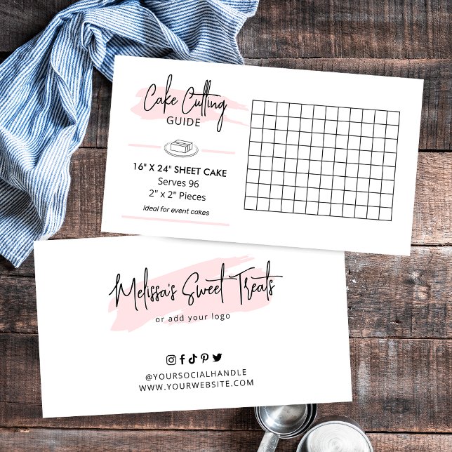 Carte D'accompagnement Guide d'utilisation des gâteaux rectangulaires de  (16x24 inch rectangle cake cutting guide, perfect to add to your cake boxes)