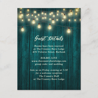 Carte D'accompagnement Guirlande lumineuse en bois rustique sarcelle