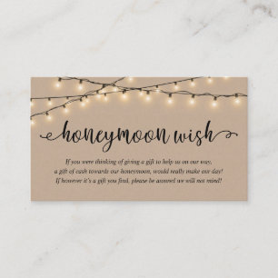 Carte D'accompagnement Guirlande lumineuse pour fête rustique, souhait de
