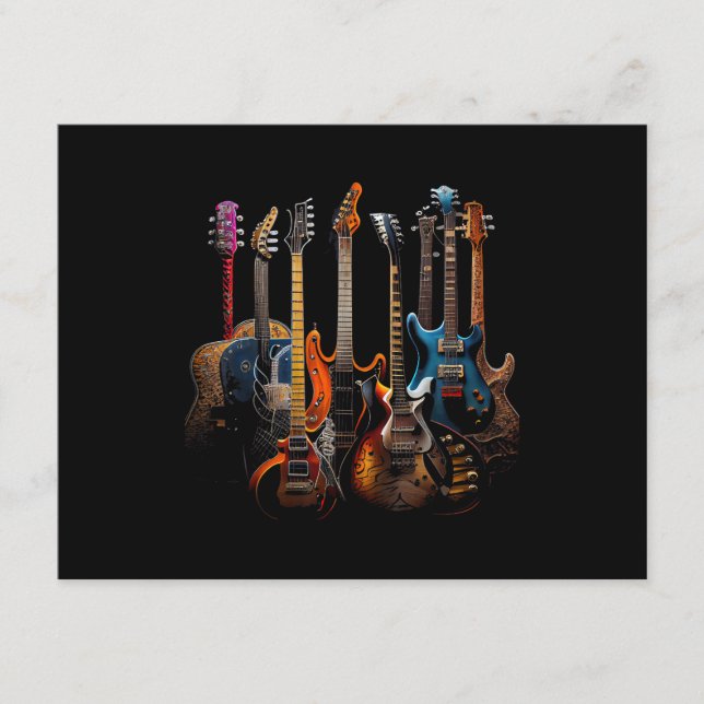 Carte D'accompagnement Guitars guitarists gift (Devant)