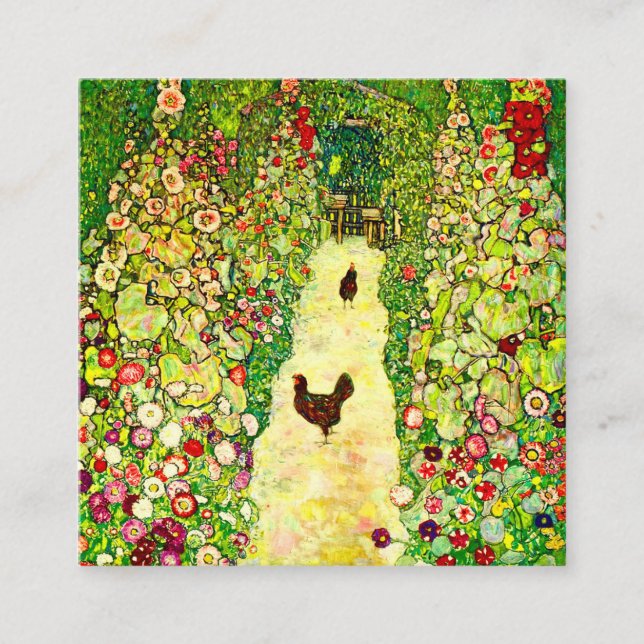 Carte D'accompagnement Gustav Klimt Garden with Chickens (Devant)