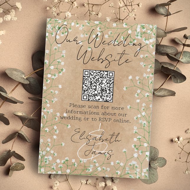 Carte D'accompagnement Gypsophila Aquarelle Florale Notre site Mariage (Créateur téléchargé)