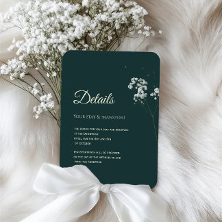 Carte D'accompagnement Gypsophile vert émeraude élégant pour bébé