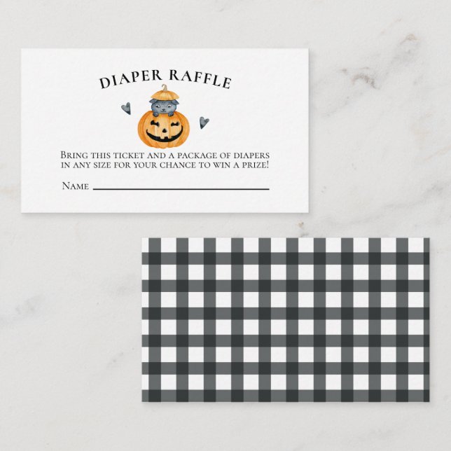 Carte D'accompagnement Halloween Baby shower Citrouille Déchets Raffle (Devant / Derrière)
