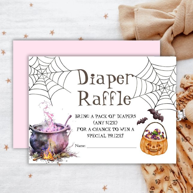 Carte D'accompagnement Halloween Baby shower Déchets Raffle Girl rose (Créateur téléchargé)