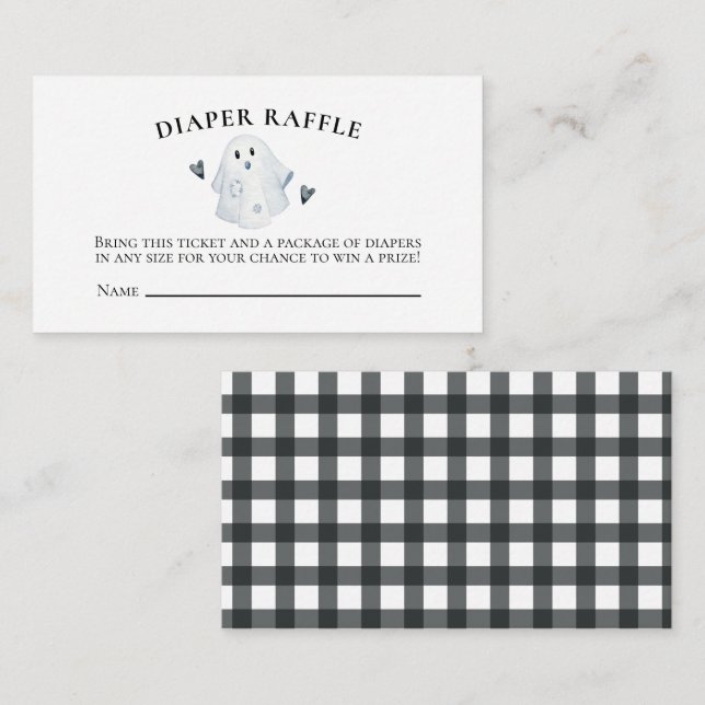 Carte D'accompagnement Halloween Baby shower Little Boo Diaper Raffle (Devant / Derrière)