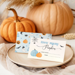 Carte D'accompagnement Halloween bleu devine combien de citrouilles