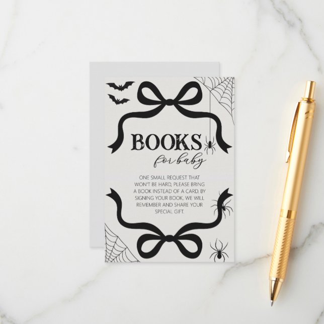 Carte D'accompagnement Halloween Bow Baby shower Livres pour bébé (Devant/Arrière en situation)