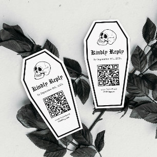 Carte D'accompagnement Halloween Coffin Wedding RSVP Qr Code do-it-yourse