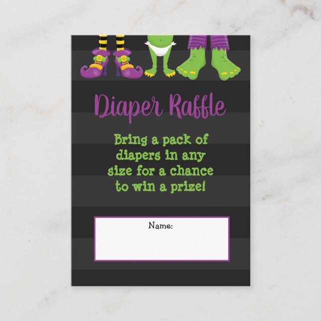 Carte D'accompagnement Halloween Monster Baby shower Déchets Raffle (Devant)