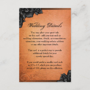 Carte D'accompagnement Halloween Orange & Black Rose Détails du Mariage