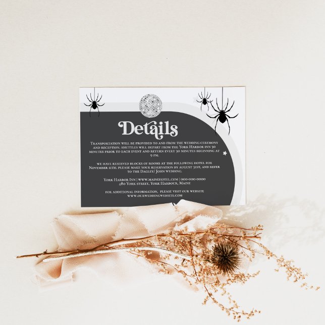 Carte D'accompagnement Halloween Retro Disco Spiders Détails du Mariage (Créateur téléchargé)