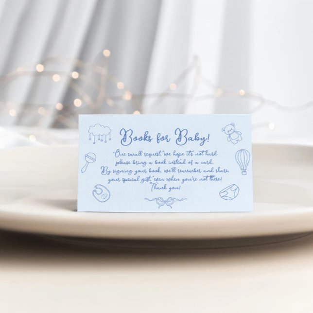 Carte D'accompagnement Hand Drawn Baby Shower, Bow Boy Books for Baby (Créateur téléchargé)